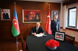President Aliyev Visits Turkish Embassy, Pledges Support Amidst Quake Disaster
